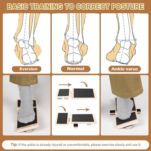 Ankle Balance Board - Non-Slip Wood Single Foot Strengthener for Plantar Fasciitis Relief | Physical Therapy