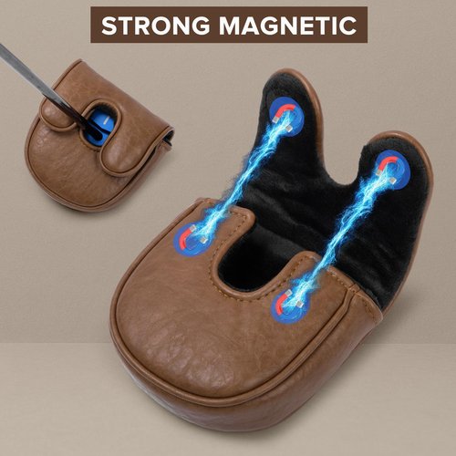 Golf Mallet Putter Cover Headcover, Magnetic Closure Premium Leather Birdie Golf Head Covers Fits Golf DF3 Putter - USA Mallet Putter Headcover (Brown)