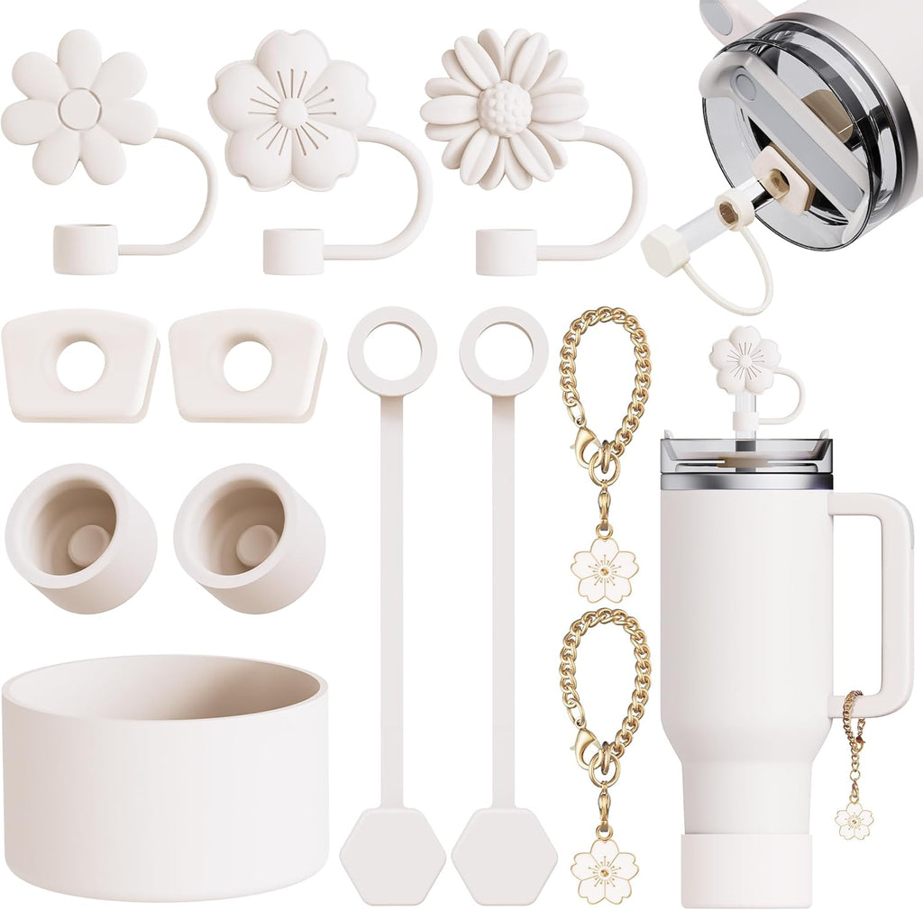 Stanley 12-Piece Cup Accessories Set - 3 Flower Straw Toppers, Silicone Boots & Charms for 30/40 Oz Tumblers