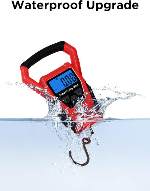 HEETA Waterproof Fish Scale - Digital LCD Display, 110lb Capacity, Portable Fishing Scale with Tape & Batteries Included