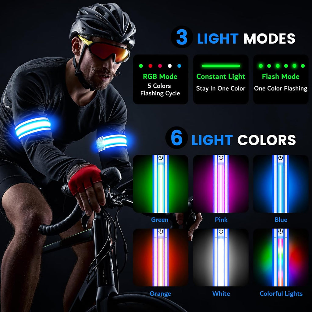 Skiennix LED Armband - High Visibility Reflective Light for Night Running | Rechargeable & Adjustable for All Ages