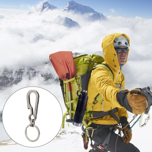 Gjinxi 3 Pcs Titanium Carabiner Keychain Clip Hook Small Backpack Clip Heavy Duty Keychain Grips Backpack Clasps Carabin Anti Lost Quick Release Key Chain Organizer with Key Ring
