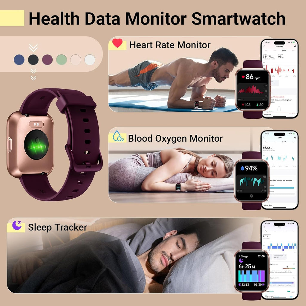Skiennix Smartwatch for Women - 1.8'' Fitness Tracker with Alexa, Heart Rate Monitor & 120 Sports Modes