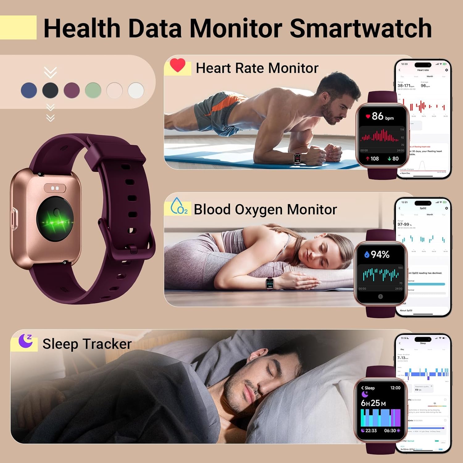 Skiennix Smartwatch for Women - 1.8'' Fitness Tracker with Alexa, Heart Rate Monitor & 120 Sports Modes