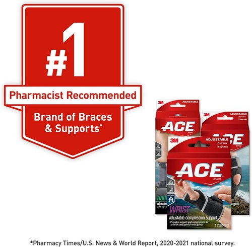 ACE Sport Tennis Elbow Strap - Adjustable Support for Pain Relief | Black, 1 Pack