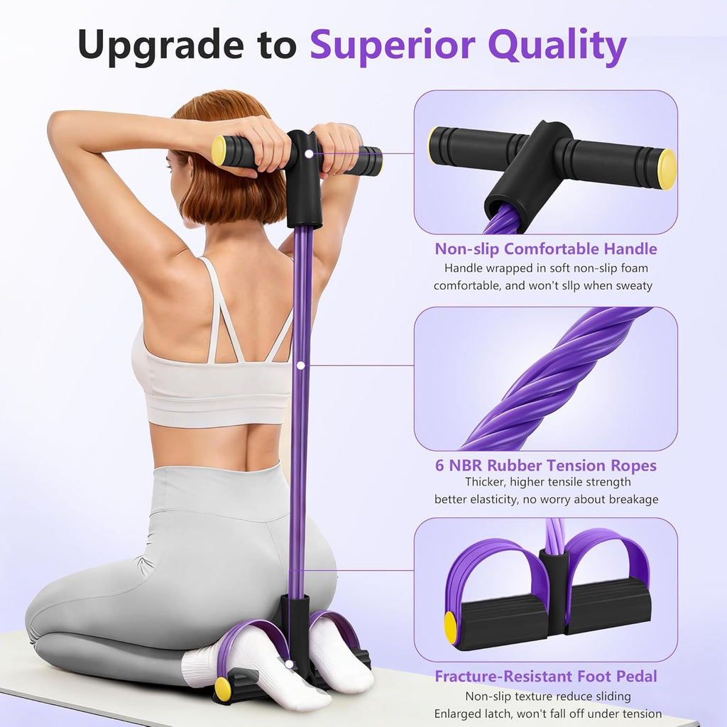 Skiennix Upgraded Pedal Resistance Band - Durable Exercise Tool with 6 Tension Ropes for Core, Arms & Legs