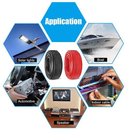 Marine Wire - 6 Gauge Tinned Copper Boat Cable | OFC Oxygen-Free Copper for Automotive & Solar Use (20FT Red & Black)
