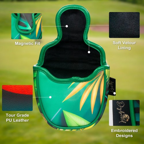 DYBEN - Magnetic Mallet Putter Cover - Cool and Funny Golf Putter Head Cover - Durable Leather Protection - Universal Fit for Mallet Putters - 5.11"L x 5.31" W