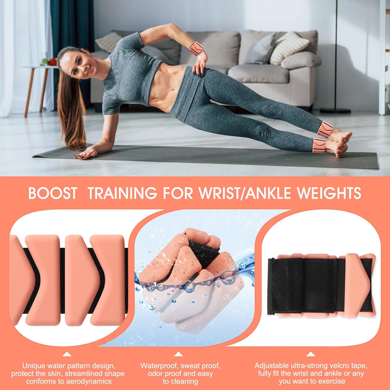 Skiennix Adjustable Wrist Weights - 2LB Wearable Silicone Bangles for Yoga, Pilates & Home Gym | Set of 2