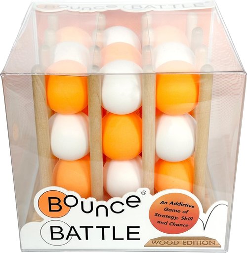 Bounce Battle Wood Edition - Fast-Paced Skill & Strategy Game for Kids 8+ | 27 Balls & Wooden Cube Included