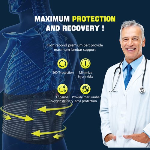 ArbruKa Back Brace Lumbar back Support Belt for Lower Back Pain Relief, Weight lifting, House Cleaner,Compression Belt for Men and Women