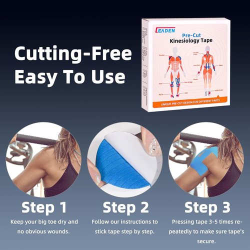 IEADEN Kinesiology Tape - 10 Pcs for Shoulder Support & Pain Relief | Waterproof, Elastic, Hypoallergenic, Blue