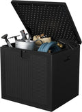Garvee Outdoor Storage Box - 80 Gallon Waterproof Resin Deck Bin | Lockable & UV Resistant for Patio, Garden, Cushions, Tools - Black