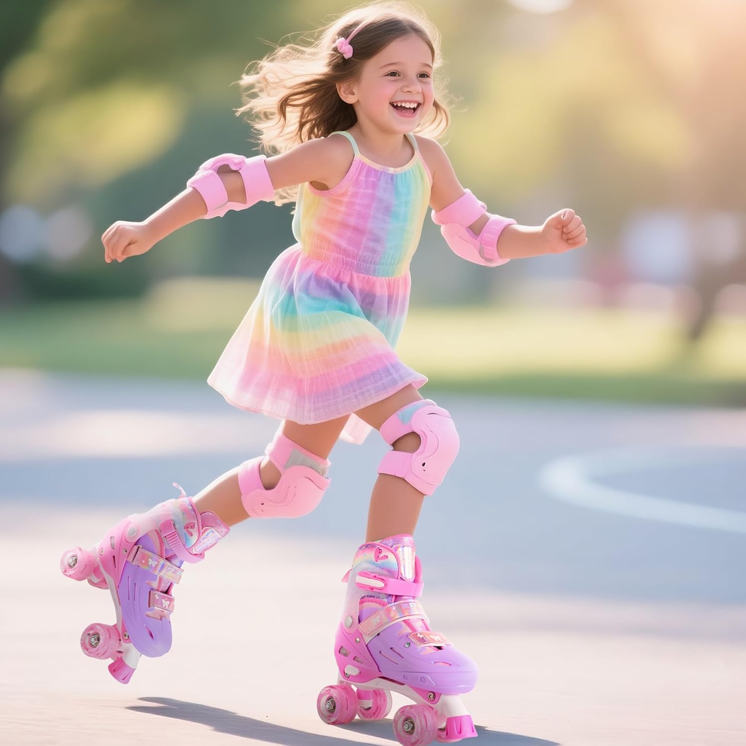 2PM SPORTS Roller Skates - Adjustable Light-Up Wheels for Kids Age 4-12 | Sizes 10C-6