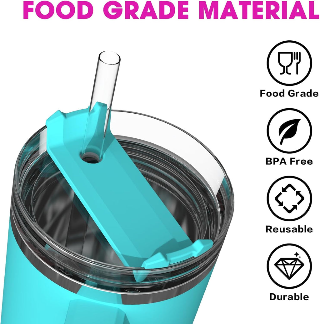 Stanley - Dishwasher Safe Replacement Straws for 40oz, 30oz & 64oz Tumblers | 10 Reusable Clear Straws with Cleaning Brush, BPA Free