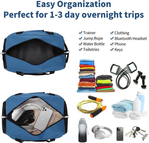 Apenze Small Gym Bag 18 inch Carry On Duffel Bag for Weekender Travel - Blue