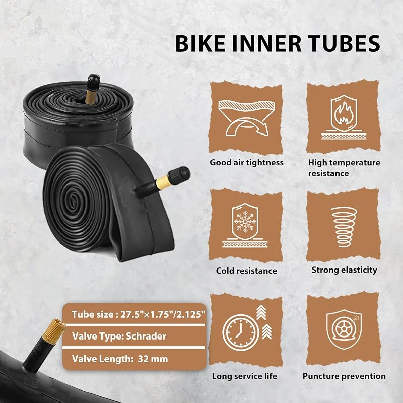 27.5x2.1 Inch MTB Tire Set 2 Pack with Tubes & Levers – Complete Replacement Kit
