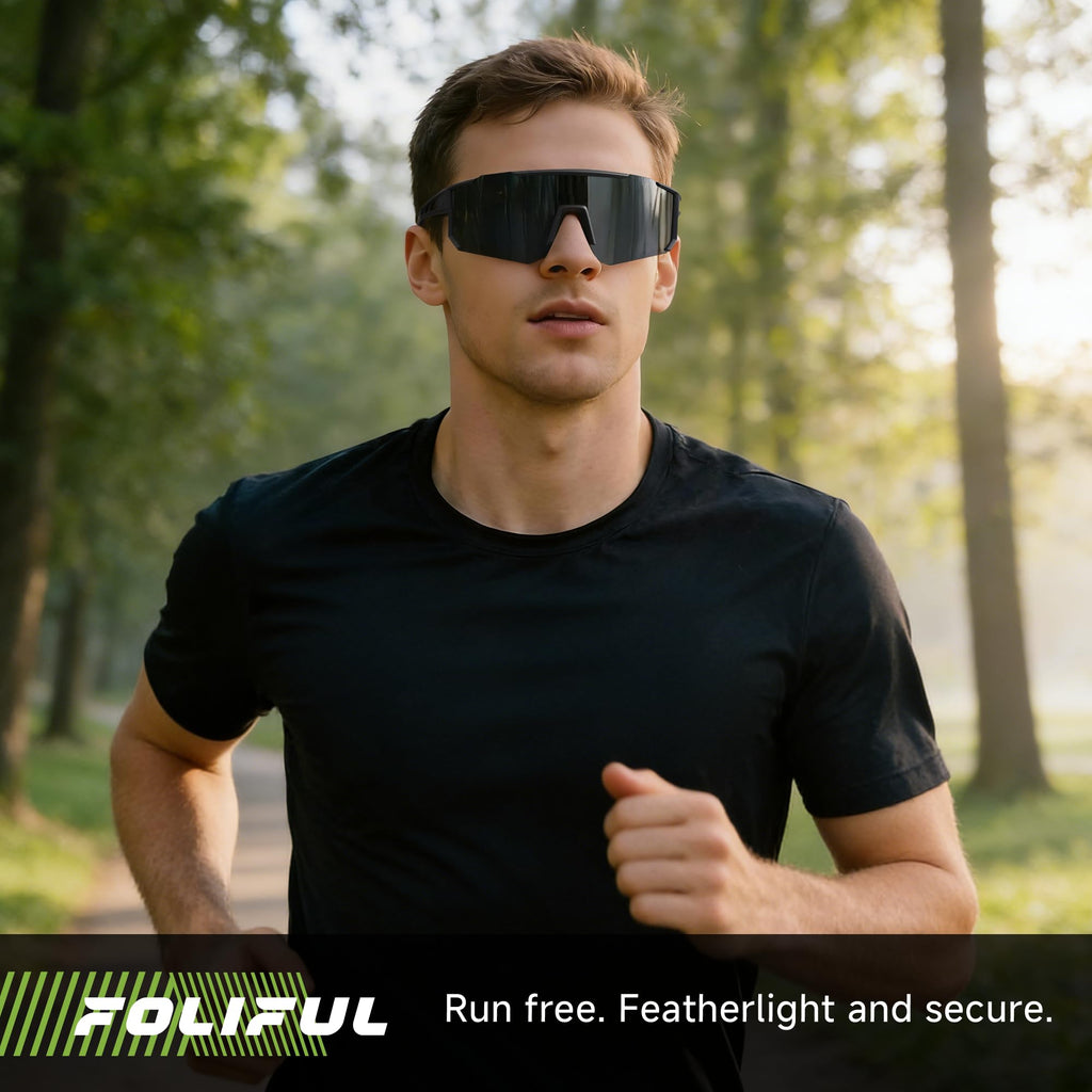 Foliful 3 Pack Polarized Sports Sunglasses Men Women, Running Mens Sunglasses UV Protection for Baseball Cycling Fishing, Ice Blue/Dark Blue/Pink Green