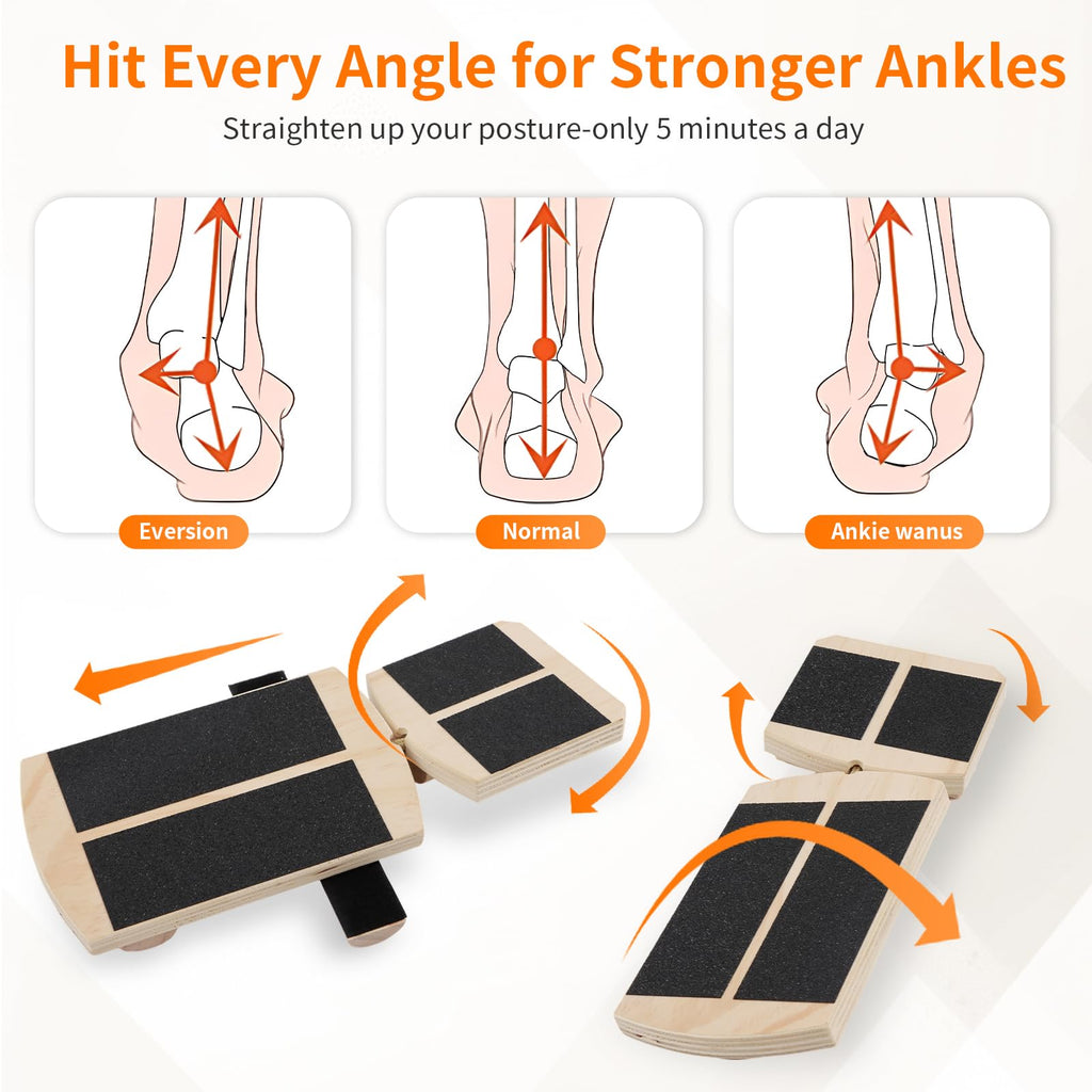 Nuaoi Ankle Balance Board Foot Trainer - 2 x Single Leg Balance Board Ankle Exerciser Strengthener with 6 Balance Bars & 5 Resistance Bands for Balance Training Sprained Ankles Plantar Fasciitis