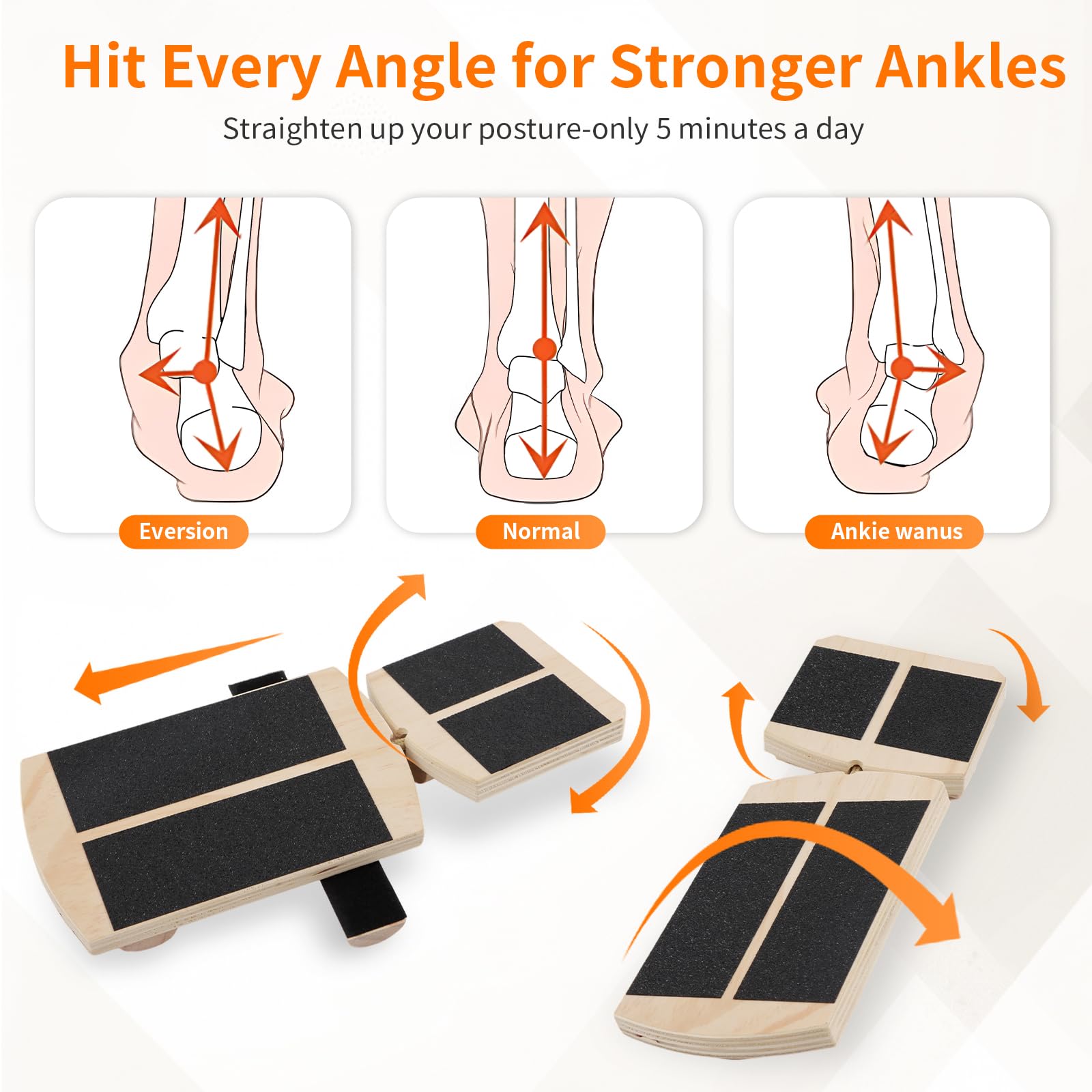 Nuaoi Ankle Balance Board Foot Trainer - 2 x Single Leg Balance Board Ankle Exerciser Strengthener with 6 Balance Bars & 5 Resistance Bands for Balance Training Sprained Ankles Plantar Fasciitis