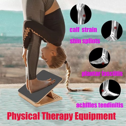 Foldable Calf Stretcher, Portable Wooden Slant Board for Calf Stretching Physical Therapy, Adjustable Foot Incline Board for Squat Stretch, Ankle Leg