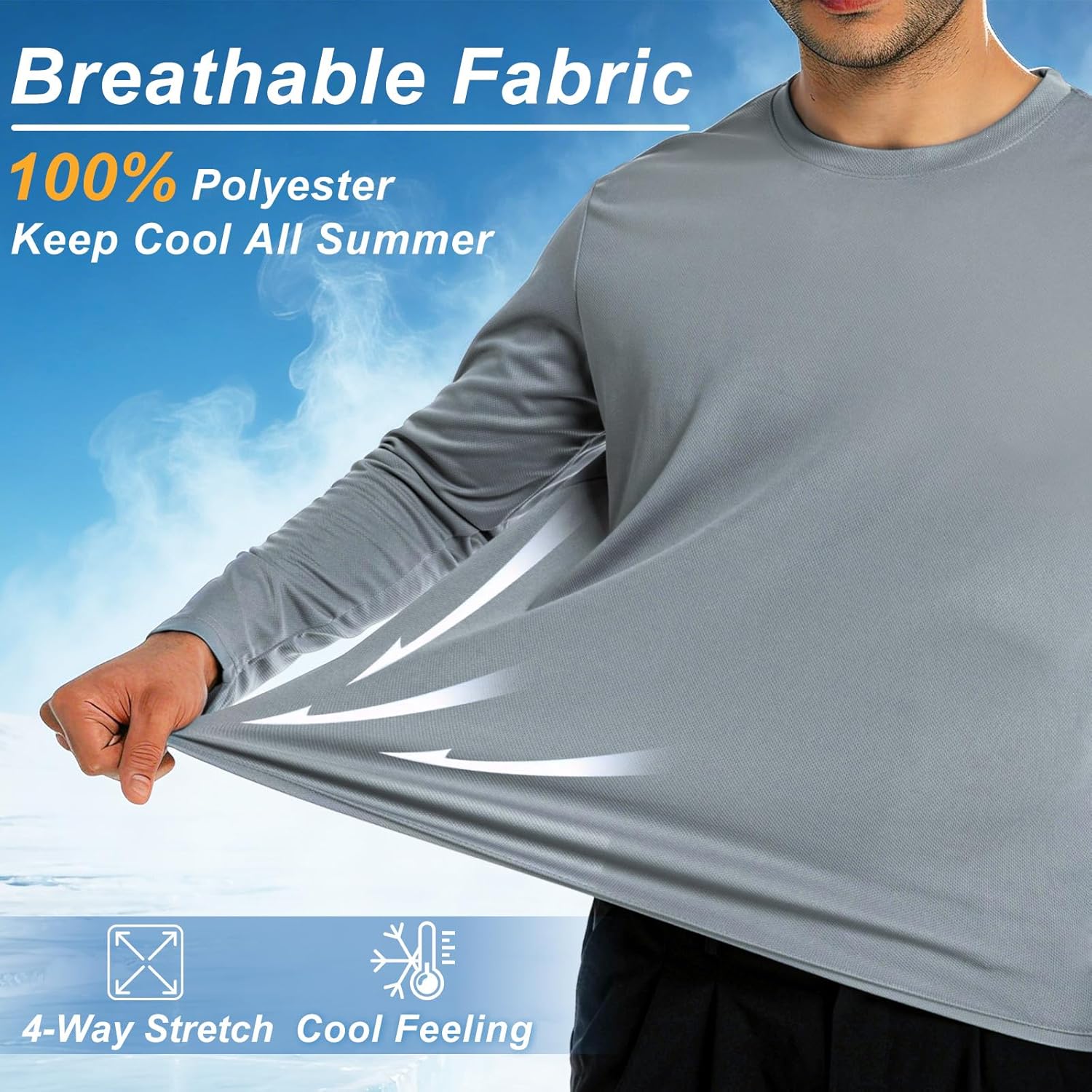 Skiennix Long Sleeve Rash Guard - UPF 50+ Sun Protection & Moisture-Wicking T-Shirt for Men