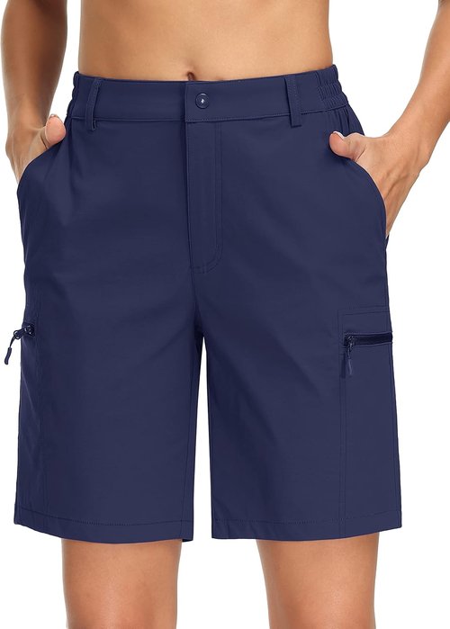 MAGCOMSEN Women's Hiking Shorts - Quick Dry Lightweight Athletic Shorts with 4 Pockets | Summer Casual Running Wear