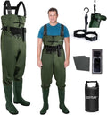 Goture Waterproof Fishing Waders - Durable 2-Ply Nylon/PVC Chest Waders with Boots & Hidden Pocket