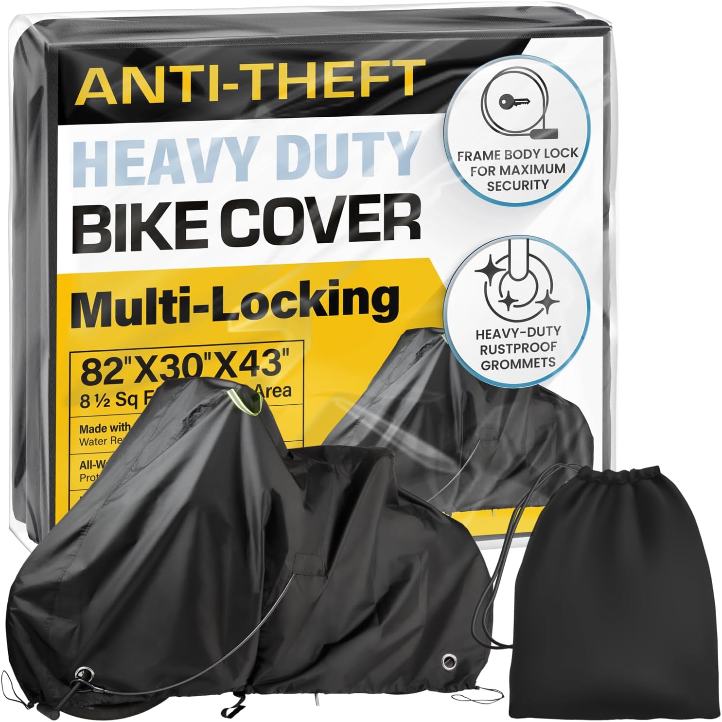 Skiennix Waterproof Bicycle Cover - Heavy Duty Ripstop Fabric for 1 or 2 Bikes | Anti-Theft Lock Holes