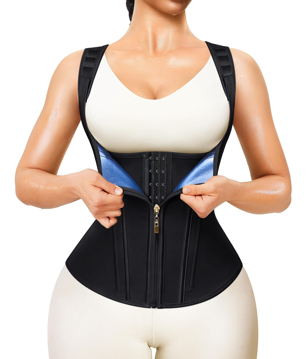 Junlan Waist Trainer for Women - Sauna Suit Sweat Vest for Working Out(Black,Large)