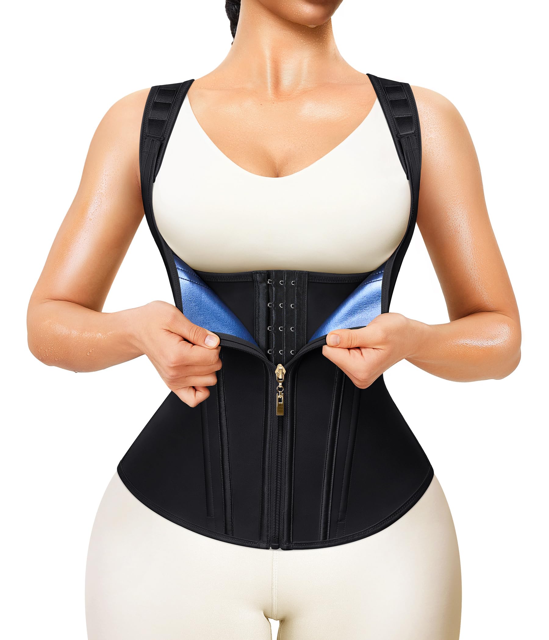 Junlan Waist Trainer for Women - Sauna Suit Sweat Vest for Working Out(Black,Large)