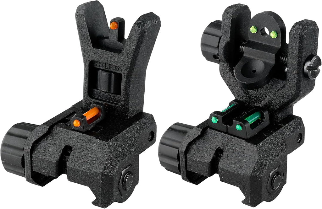 ZBULAR Fiber Optic Sights - Flip Up Front & Rear Backup Sights with Green & Red Dots