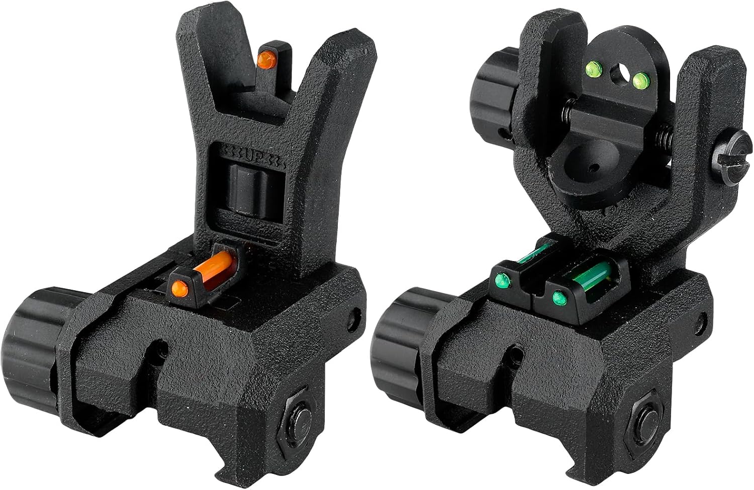 ZBULAR Fiber Optic Sights - Flip Up Front & Rear Backup Sights with Green & Red Dots