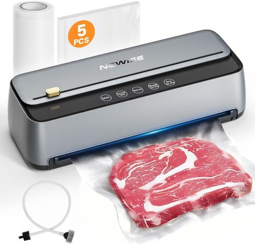 Newise Vacuum Sealer Machine - 85Kpa Powerful Food Preservation with Built-in Cutter & Self-Cleaning Mode