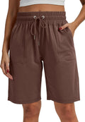 Skiennix Women's Bermuda Shorts - 10" Long High-Waisted Comfy Jersey with Pockets for Casual Wear