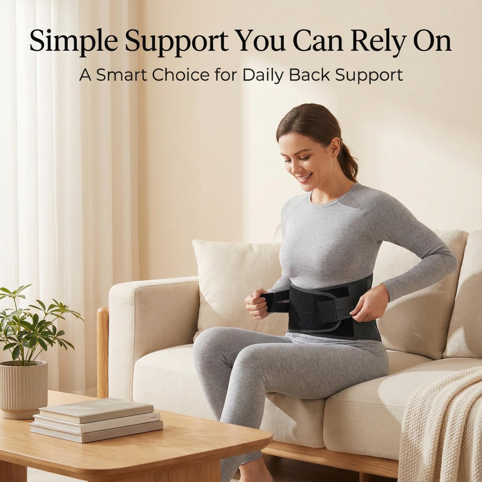 Sohveta Back Brace for Lower Back Pain Relief – Lumbar Support Belt with 5 Steel Stays, Adjustable Compression, Breathable Back Support for Men & Women, Gift Box (Black)