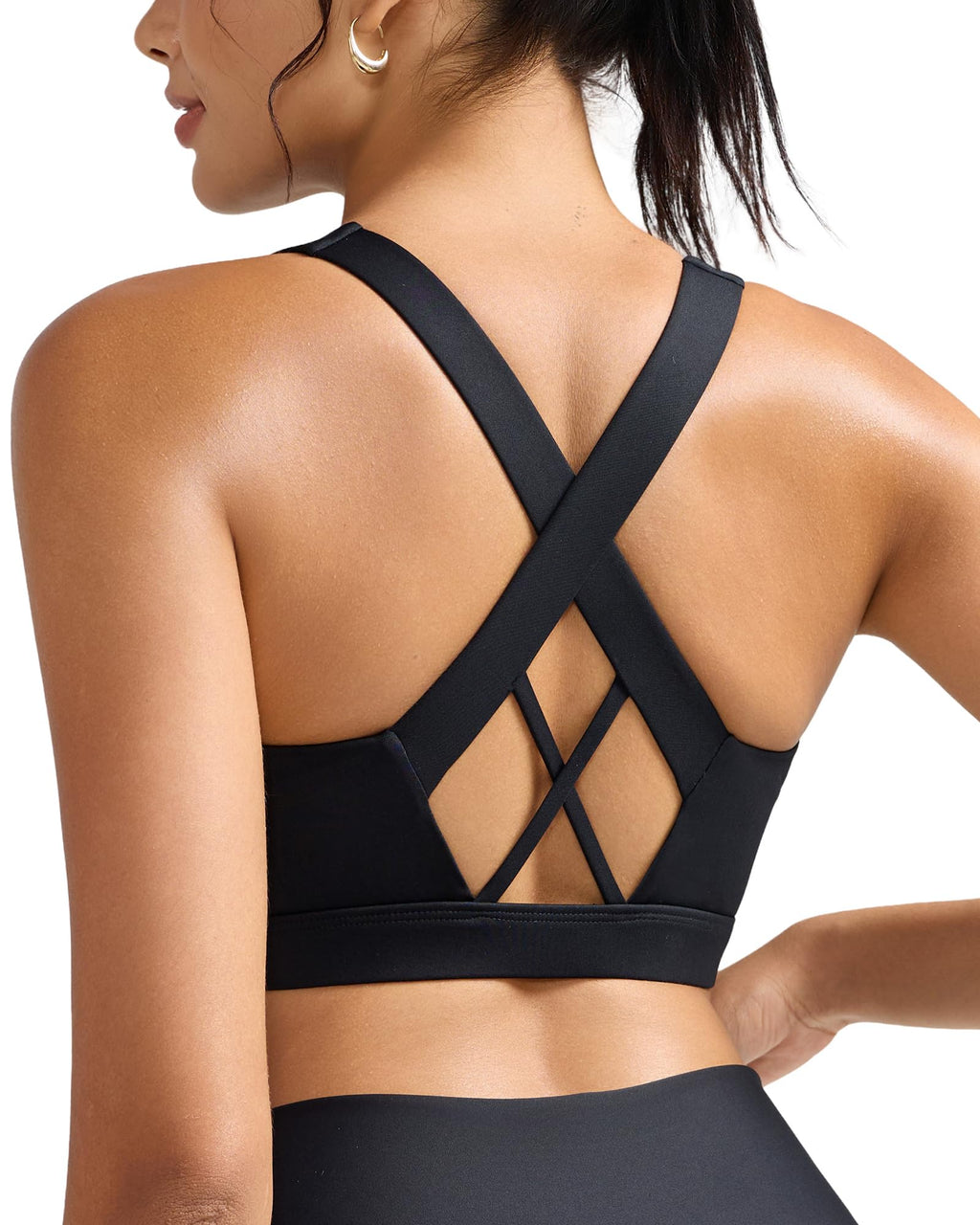 RUNNING GIRL Black Sports Bras for Women, Molded Cup Running Sports Bras for Women High Support Large Bust(3096Black_L)