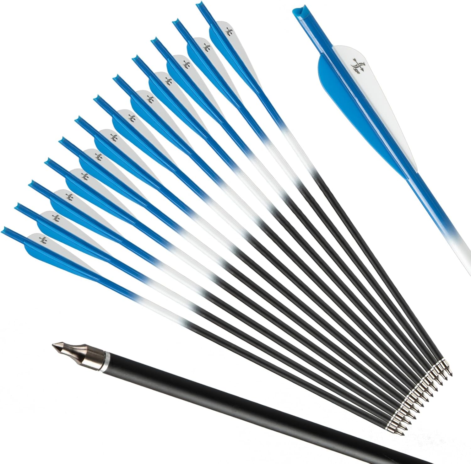 S F Crossbow Bolts - Carbon Arrows for Hunting & Target Practice | Pack of 12