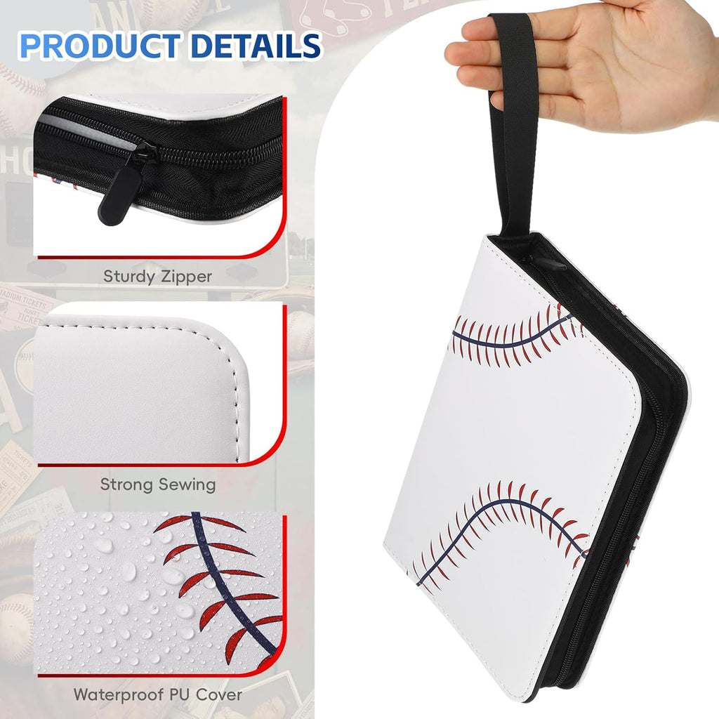 Sanwuta Baseball Card Binders - 6 Pack with 2400 Pockets, Zipper & Removable Sleeves | Double-Sided Storage Album