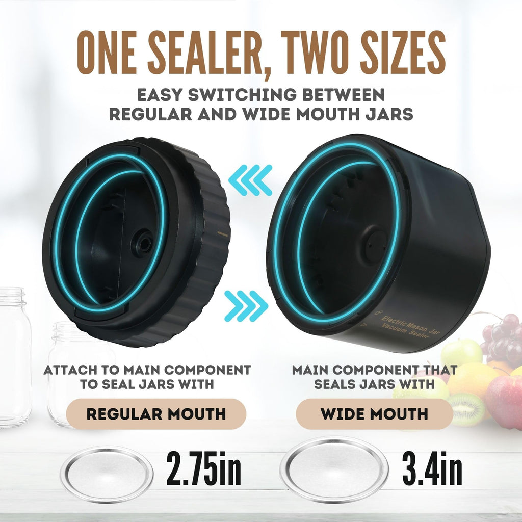 All-New 2026 Electric Mason Jar Vacuum Sealer Kit – Automatic Rechargeable Sealer for Mason Jars – Includes 5 Lids (Regular & Wide Mouth), Lid Opener, & Type-C Cable – Eco-Friendly Food Preservation