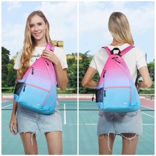 Sucipi Reversible Pickleball Paddle Bag - Men & Women's Pickleball Backpack with Racket Bags (Dark Blue & Pink)