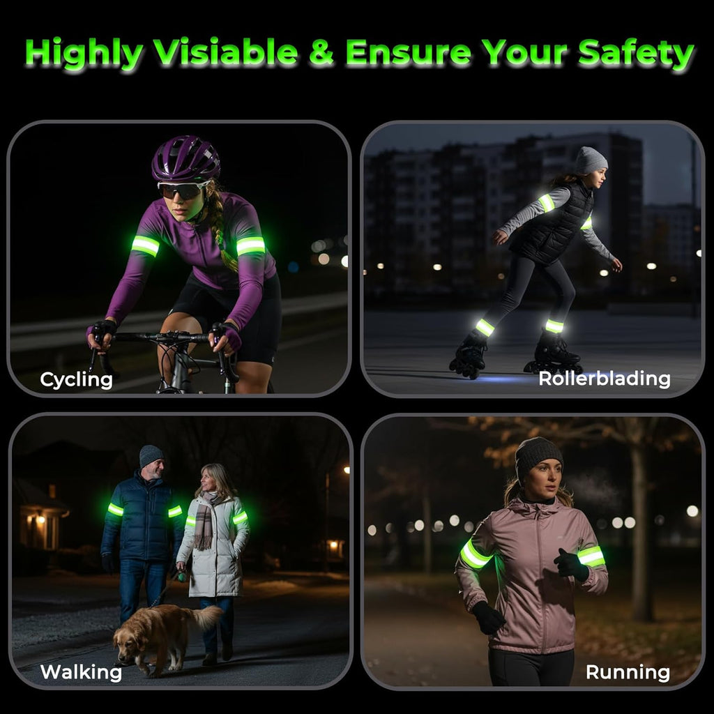 Skiennix LED Armband - Rechargeable & Adjustable Running Lights | High Visibility Safety Gear for Night Activities