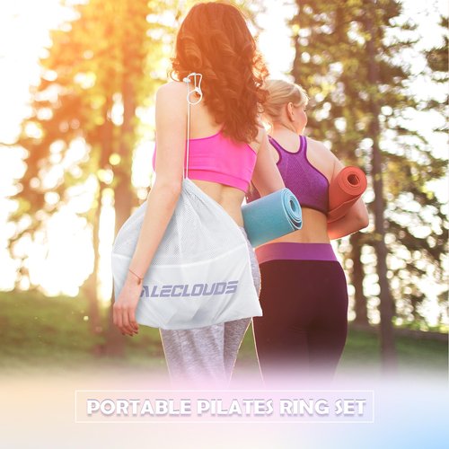 Paleclouds Pilates Essentials Kit for Women, 13.5" Pilates Ring and Ball Set with Resistance Bands for Home Workouts, Portable Pilates Kit with Bag & Training Poster for Full Body Exercise (Purple)
