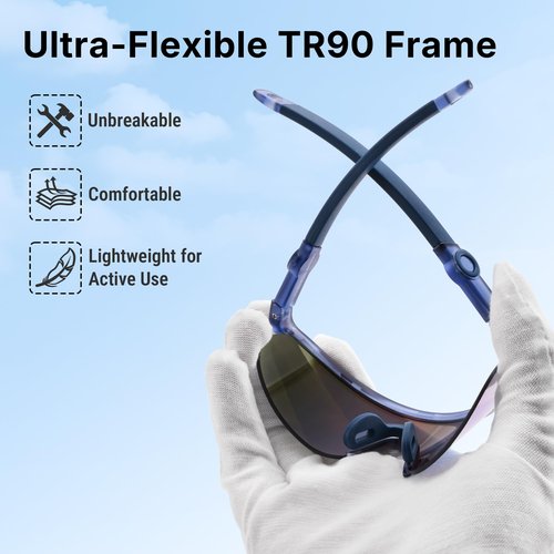 Pro Acme Kids Baseball Sunglasses Youth Sports Sun Glasses Boys Girls Unbreakable Light TR90 Frame for Softball Cycling (Blue/Blue Mirror)