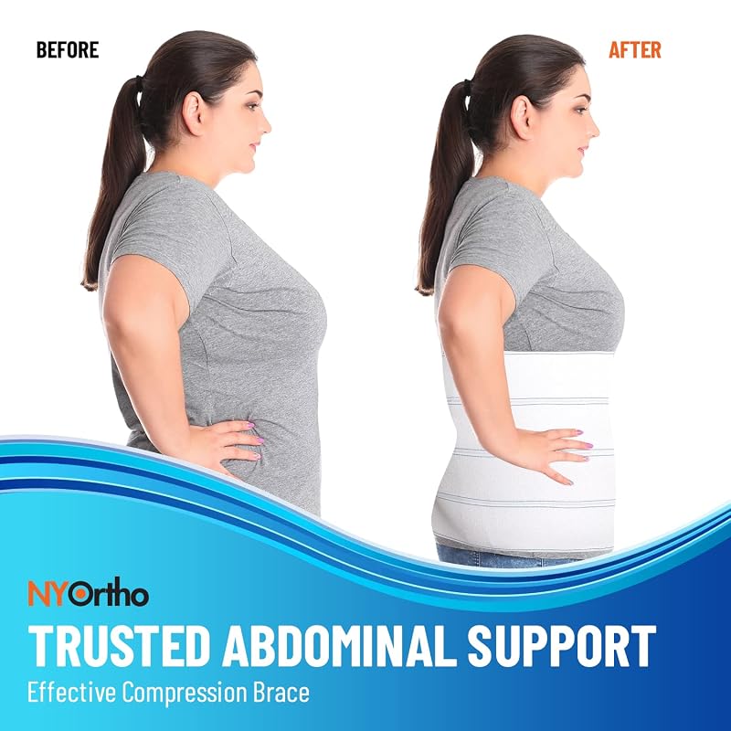 Bariatric Abdominal Binder 12-Inch Wide, 4 Panel 90-105 Inch - Latex-Free Post-Surgery Belly Wrap