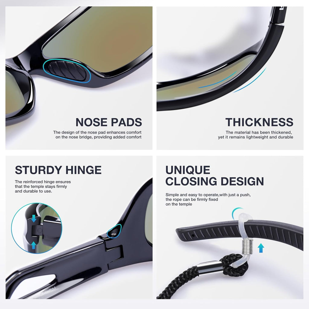 RIVBOS Polarized Sports Sunglasses - TR90 Frame for Men & Women | Ideal for Cycling, Fishing, Running