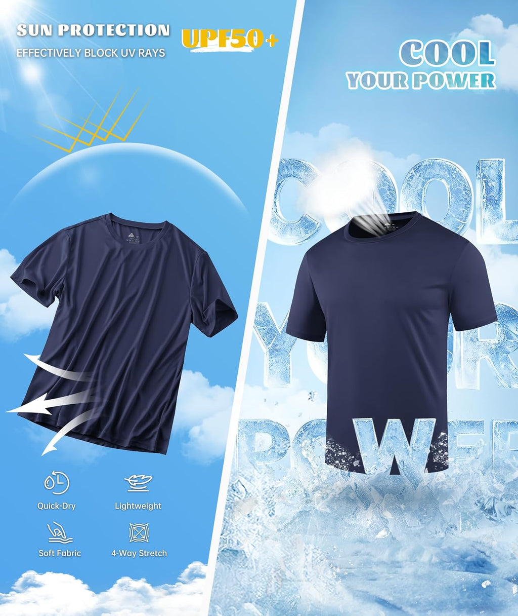 Skiennix Men's UPF 50+ UV Sun Protection T-Shirts - Fast-Dry Rash Guard for Workout & Swimming