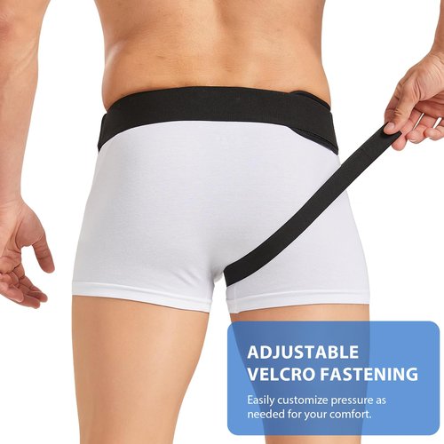 Inguinal Hernia Belt for Men, Medical Grade Hernia Support Truss for Single Inguinal or Sports Hernias, Adjustable Compression Pad & Breathable Waist Strap for Pain Relief, Discreet Left or Right Side