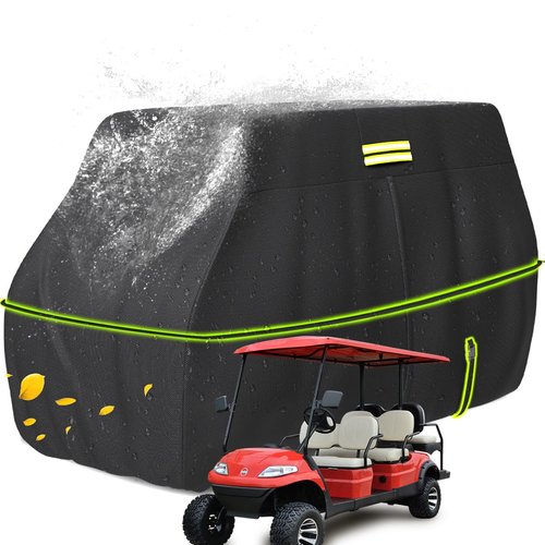 moveland 6 Passenger Golf Cart Cover Heavy Duty 600D Polyester All Weather Fits for Most 4+2 Yamaha EZGO Club Car Honda(Black, 138 x 48 x72 inch)