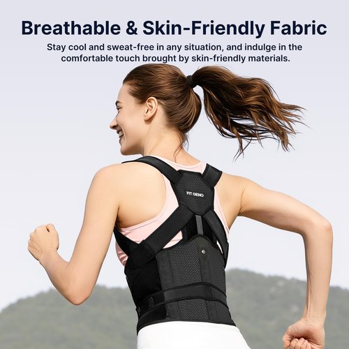 Fit Geno Posture Corrector - Adjustable Back Brace for Pain Relief & Improved Posture | Medium Size